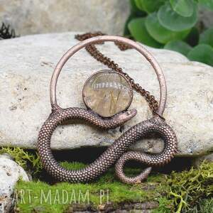 miedziany wisiorek wąż kwarc z rutylem #350 wisior wężem