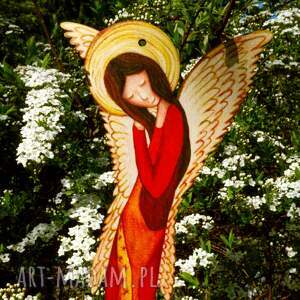 anioł pomarańczowy - dekoracja ścienna dla wielbicieli aniołów, pomysł