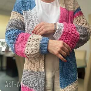 kardigan bellino handmade, bawełna, swetry na drutach, letni sweter, sweter bez