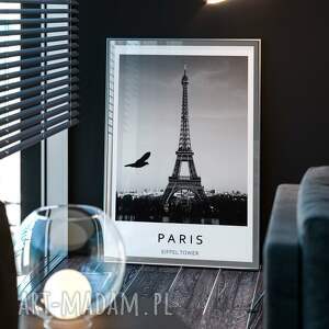 plakat czarno biały - paryż wieża eiffla 40x50 cm 8 2 0013, miasto francja