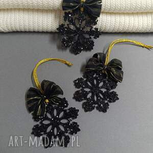 zestaw 3 ozdób świątecznych - śnieżynki z żywicy epoksydowej, rękodzieło