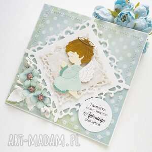 scrapbooking kartki kartka na chrzest, pamiątka chrztu - aniołek