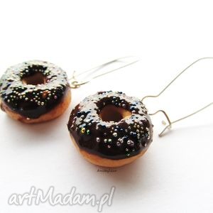 kolczyki donut z czekoladą, modelina masa, fimo