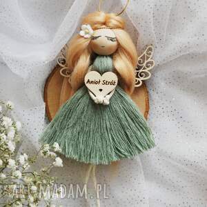 dekoracje zawieszka anioł stróż - pomysł na prezent szałwiowy aniołek