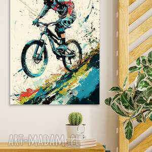rowerowa przygoda - wydruk na płótnie 50x70 cm B2 rowerzysta, dekoracje, obraz