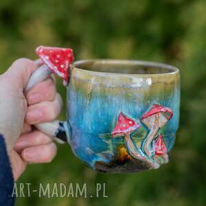 handmade ceramika handmade kubek z muchomorkiem | wapienniki | 450 ml (2)