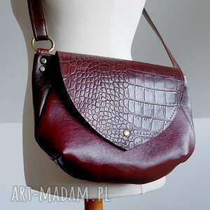amina skóra naturalna bordo brąz krokodyl, ciemna jesień jesieniara, torebka