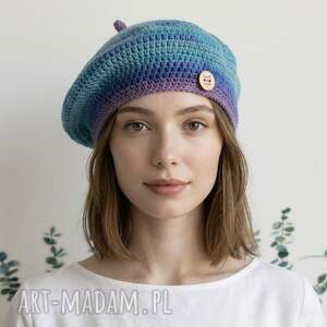 czapki wiosenny beret damski z antenką ręcznie robiony bawełna one