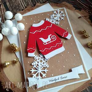 scrapbooking kartki sweterek #2 kartka, święta bożego narodzenia merry christmas