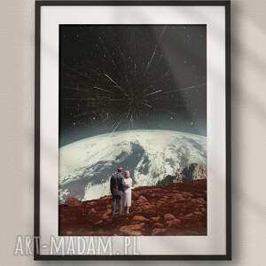 plakat noc spadających gwiazd - kolaż fine art a3