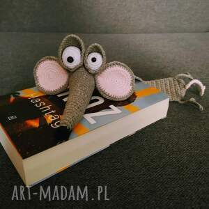 mysz zakładka do książki, włóczka, amigurumi, prezent, zakładkadoksiążki
