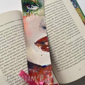 Prezent Zakładka papierowa Różowa Wstążka III ręcznie malowana