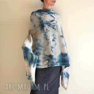 Prezent Narzutka z wełny merino jasna z ciemnym, ponczo