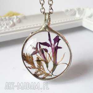 naszyjnik z kwiatami terarium cyna, terrarium, szkło