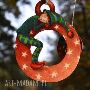 handmade upominek na święta duży elf V - dekor ścienny