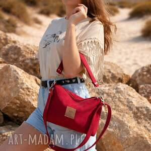 mini torebka z czerwonego nubuku