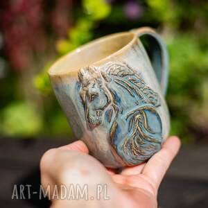 ręczne wykonanie ceramika handmade kubek z koniem - mgielnik - rękodzieło - 400