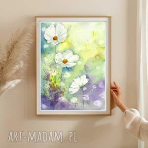 Kosmosy A2, akwarela, dmuchawce, ilustracja, plakaty, kwiat