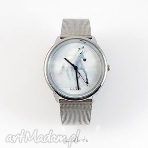 zegarek - biały koń 2 magic forest, bransoletka metalowy modny
