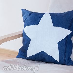 ręcznie wykonane poduszki poduszka z recyklingu jeansu plus gwiazda