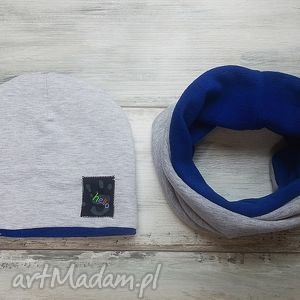 handmade kominy ciepły zimowy komplet czapka i komin dla chłopca