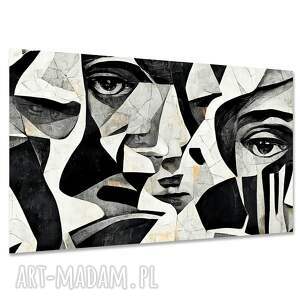 OBRAZ NOWOCZESNY ABSTRAKCJA TWARZE 39 CZARNO BIAŁY 120X80 CANVAS LOFT
