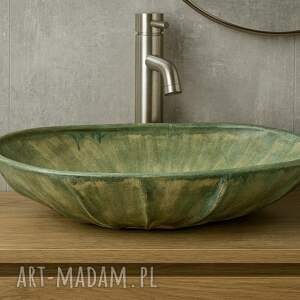 ceramika artystyczna umywalka zielony onyks stylu boho