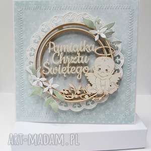 chrzest - kartka w pudelku życzenia, pamiątka scrapbooking kartki