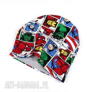 handmade marvel komiksowa czapka dwstronna dla dziecka