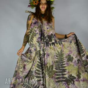 Barwiona roślinami, ręcznie robiona Dzika Spódnica Malinowy Zagajnik