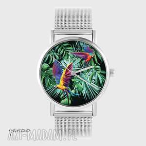 handmade zegarki zegarek, bransoletka - papugi, tropikalny - metalowy