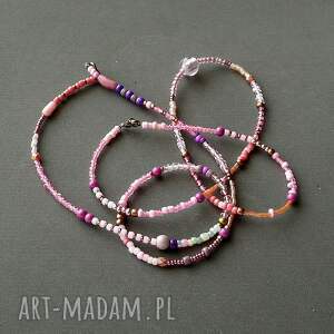 boho minimalistycznie na różowo dwa naszyjniki handmade pink seed beads uwaga