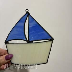 witraż łódka, metodą tiffany, prezent