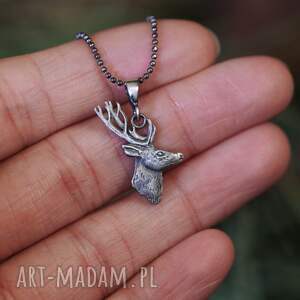 hand made wisiorki mini wisiorek z jeleniem ze srebra