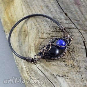 airina - bransoletka z onyksem i lapis lazuli, miedź, niebieski czarny