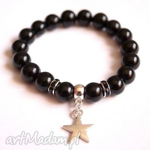 bransoleta black star, gwiazdka, gwiazda, zawieszka, charms cyrkonie