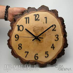 drewniany zegar z plastra drewna brzozy - 30 cm