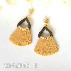 edycja limitowana - kolczyki typu makrama, szampańskie złoto prezet dla niej