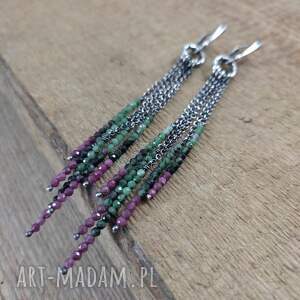 długie kolczyki z zoisytu, srebro 925