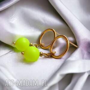 swarovski neon pearls yellow neonowe kolczyki, kolczyki na lato