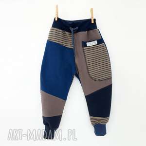 patch pants spodnie 110-152 cm szary niebieski, dres dla chłopca