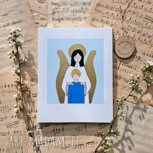 Prezent Pamiątka komunijna dla chłopca no 1, anioł - stróż z chłopcem