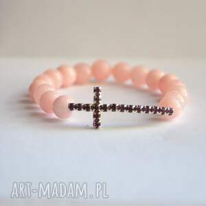 ręcznie zrobione bracelet by sis: liliowe kamienie z różowym cyrkoniowym