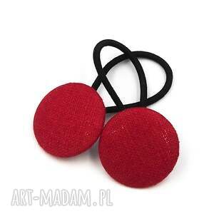 handmade pomysł na upominek na święta gumki do włosów czerwone lniane linen