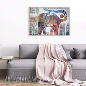 obraz - wydruk 40x50 cm szczęśliwy słoń, plakat, grafika, abstrakcja