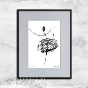 Prezent z ramą - nr 90, grafika czarno biała, obraz do salonu