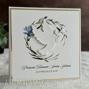ręcznie robione zaproszenia komunijne, wzór 5b na komunię, pierwsza