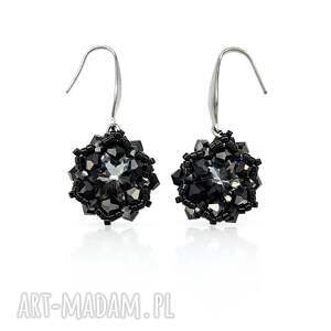 Czarne Wiszące Kolczyki Night Fall Maxima, srebrne