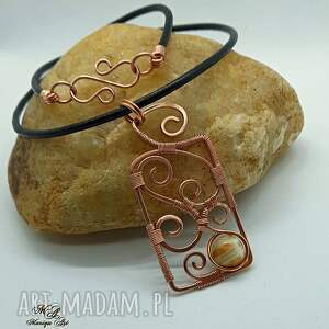 handmade wisiorki jadeit w miedzi - wisiorek wire wrapping