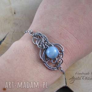 handmade bransoletka akwamaryn, wire wrapping